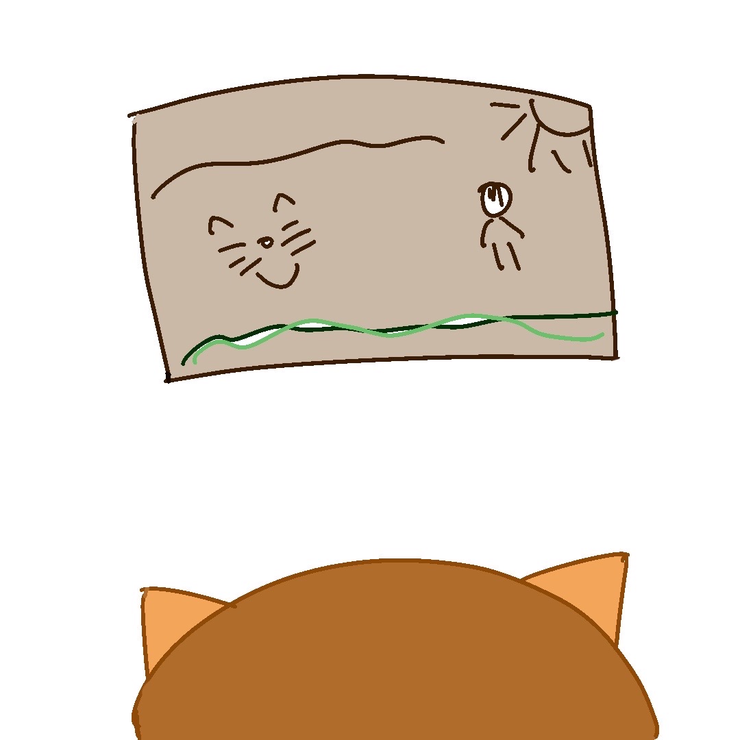 瘫瘫猫抬头看画手绘原稿