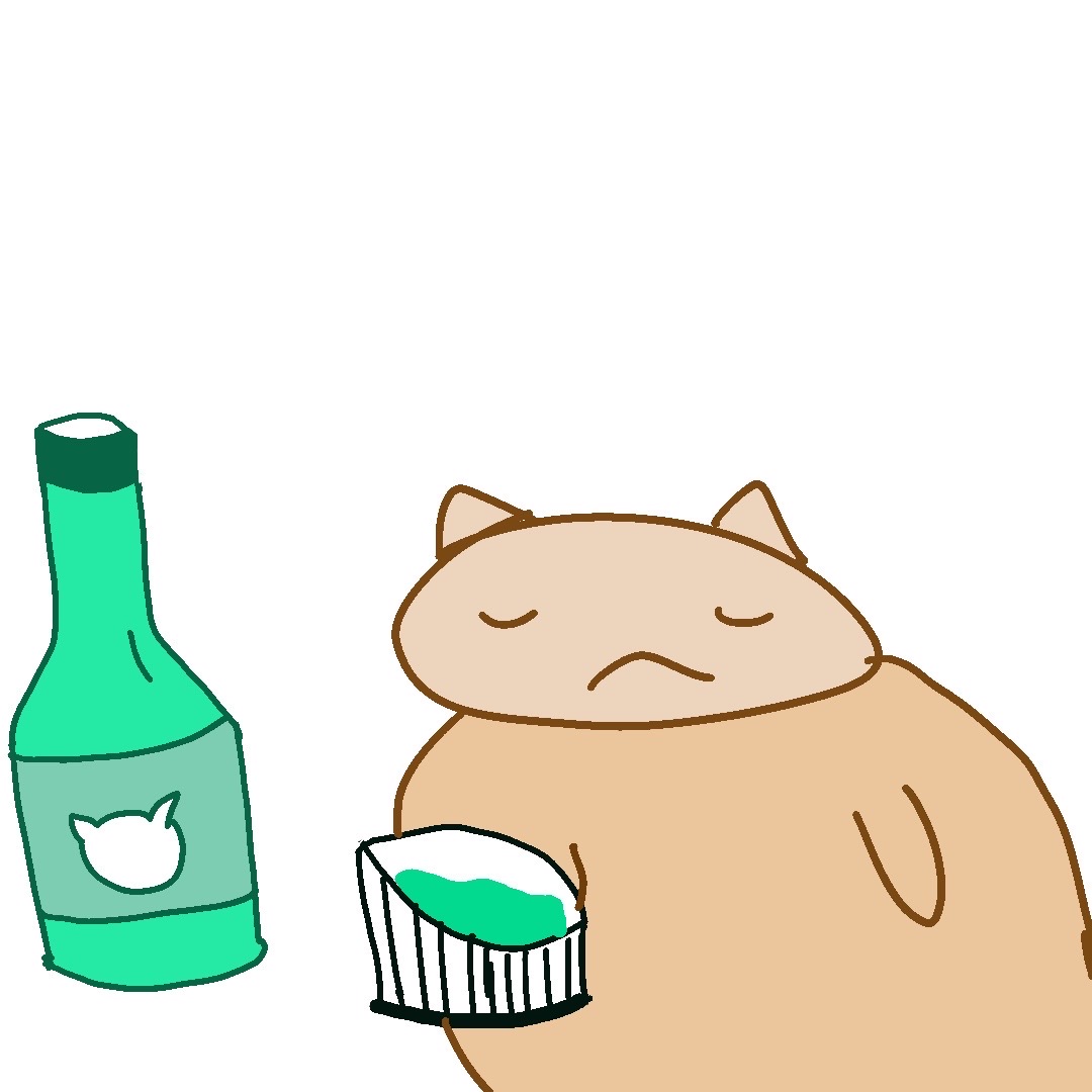 瘫瘫猫端着绿色饮料手绘原稿