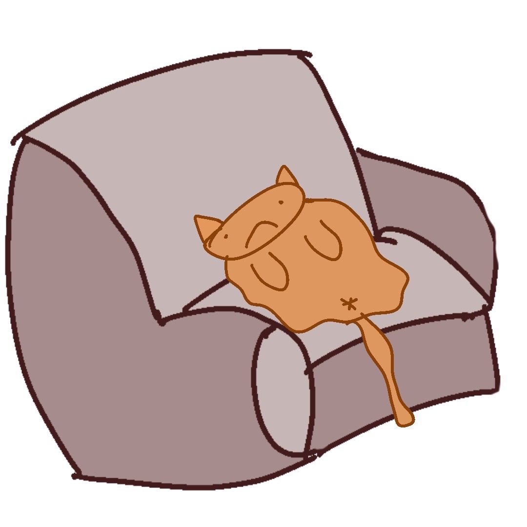 瘫瘫猫融化在沙发手绘原稿