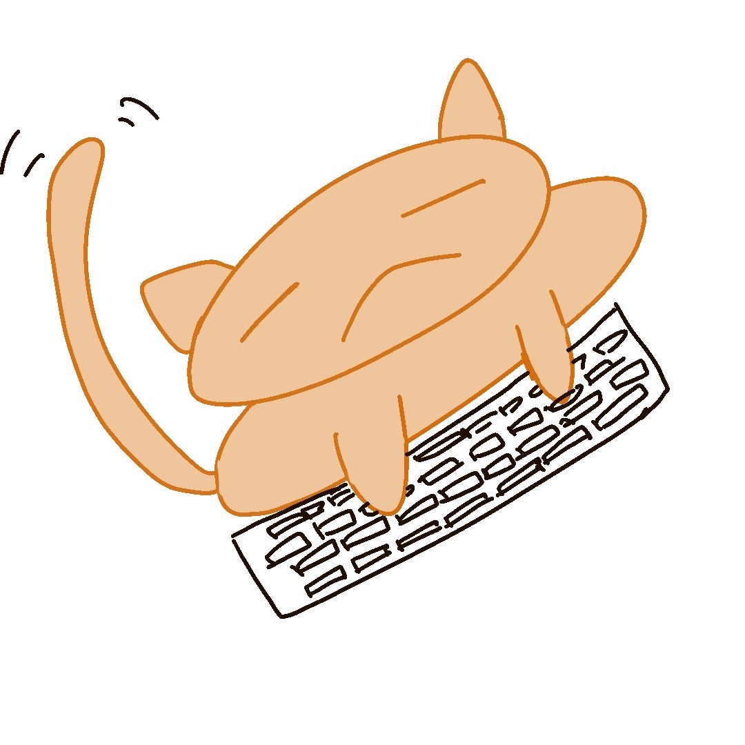 瘫瘫猫趴在键盘上手绘原稿